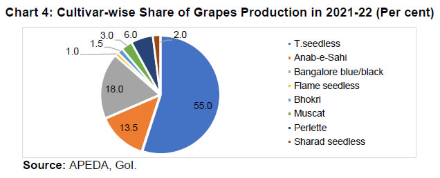 Chart 4: Cultivar-wise Share of Grapes Production in 2021-22 (Per cent)